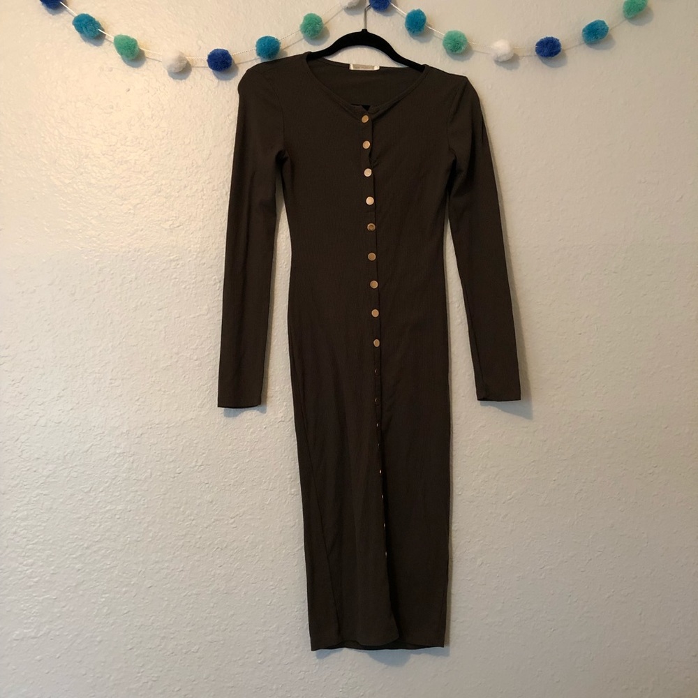 Hearts&Hips Green Buttoned Dress